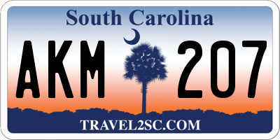 SC license plate AKM207