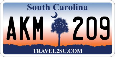 SC license plate AKM209