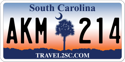 SC license plate AKM214