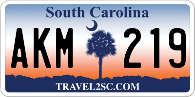 SC license plate AKM219