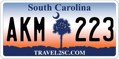 SC license plate AKM223