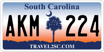 SC license plate AKM224