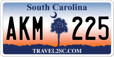 SC license plate AKM225