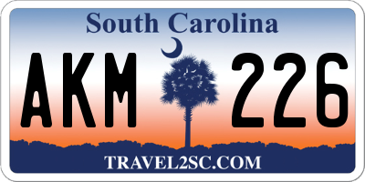 SC license plate AKM226