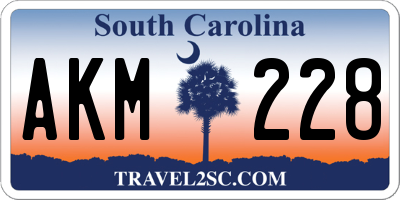 SC license plate AKM228