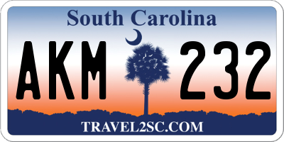 SC license plate AKM232