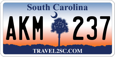 SC license plate AKM237