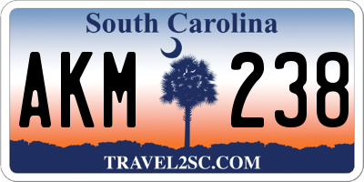 SC license plate AKM238