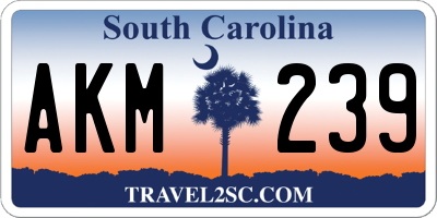 SC license plate AKM239