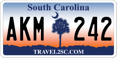 SC license plate AKM242