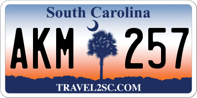 SC license plate AKM257