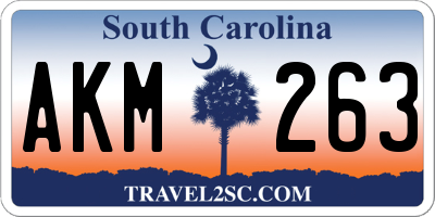 SC license plate AKM263