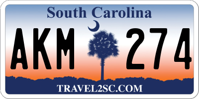 SC license plate AKM274