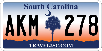 SC license plate AKM278