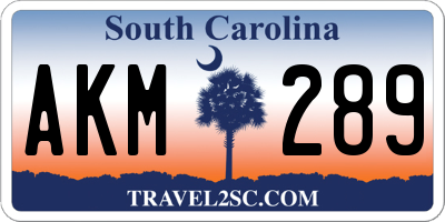 SC license plate AKM289