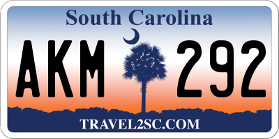 SC license plate AKM292