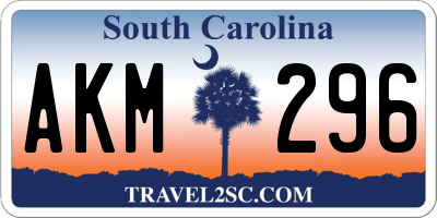 SC license plate AKM296