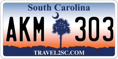 SC license plate AKM303