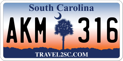 SC license plate AKM316