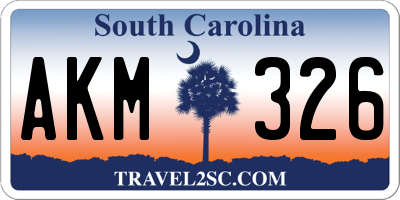 SC license plate AKM326
