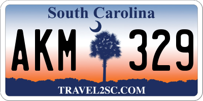 SC license plate AKM329