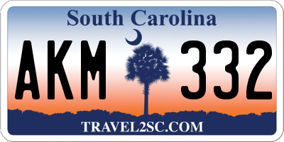 SC license plate AKM332