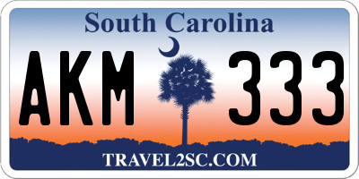 SC license plate AKM333