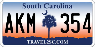 SC license plate AKM354
