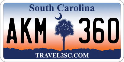 SC license plate AKM360