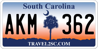 SC license plate AKM362