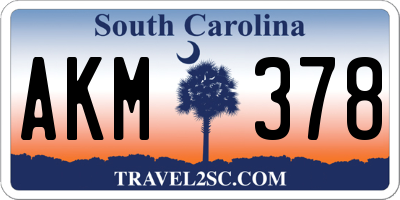 SC license plate AKM378