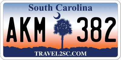 SC license plate AKM382