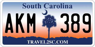 SC license plate AKM389