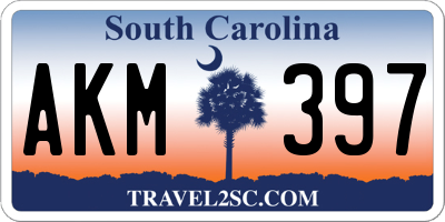 SC license plate AKM397