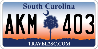 SC license plate AKM403