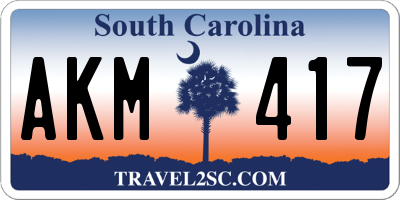 SC license plate AKM417