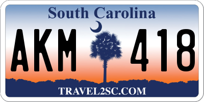 SC license plate AKM418