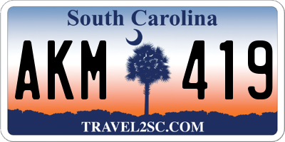 SC license plate AKM419