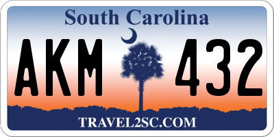 SC license plate AKM432