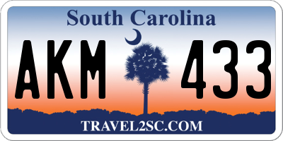 SC license plate AKM433