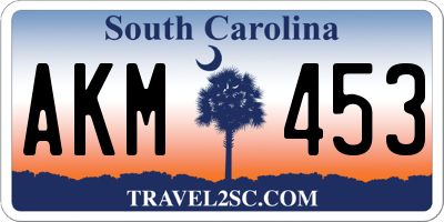 SC license plate AKM453