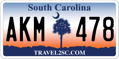 SC license plate AKM478