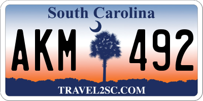 SC license plate AKM492