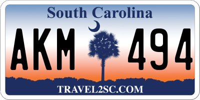 SC license plate AKM494