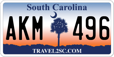 SC license plate AKM496