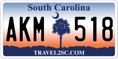 SC license plate AKM518