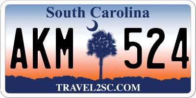 SC license plate AKM524