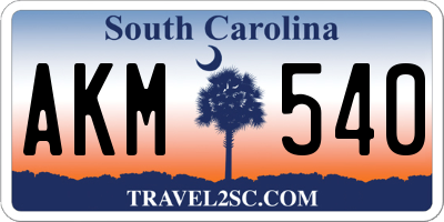 SC license plate AKM540