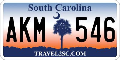 SC license plate AKM546