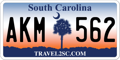 SC license plate AKM562